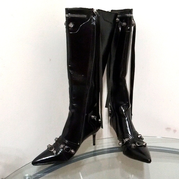 Brand New🎁FREE GIFT INCLUDED🎁High Knee High Heels Boots Zippers Tassel Metal - Picture 7 of 15